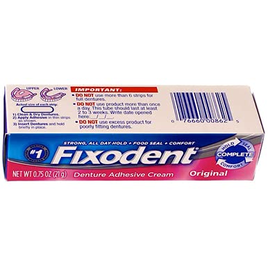 Compact 0.75 oz denture adhesive tube dimensions
