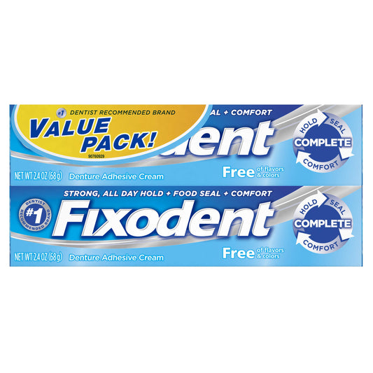 Fixodent Free Denture Adhesive Cream 2.4 oz - Pack of 2 (front view)