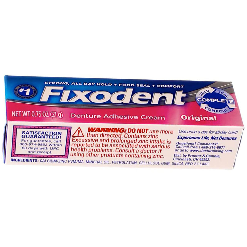 8-pack carton of Fixodent Original Denture Adhesive Cream 0.75 oz