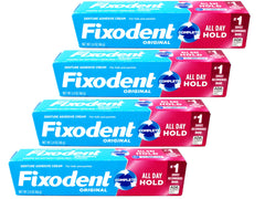 Front view of Fixodent Original Denture Adhesive Cream 2.4 oz 4-pack