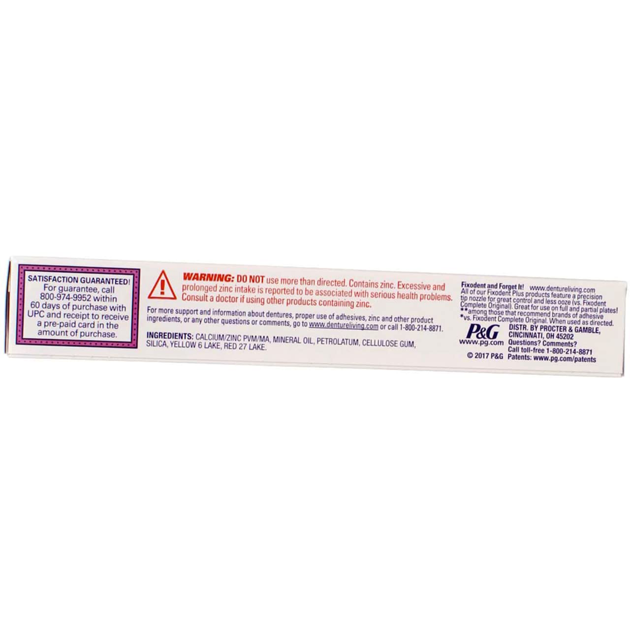 Close-up view of Fixodent Plus 2 oz tube