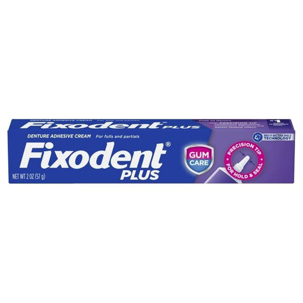 Fixodent Plus Denture Adhesive Cream Gum Care 2 oz Tube Pack of 6