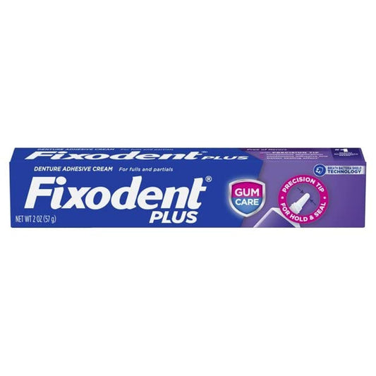 Fixodent Plus Denture Adhesive Cream Gum Care 2 oz Tube Pack of 6