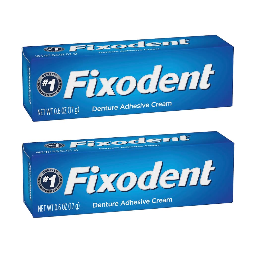 Fixodent Secure Denture Adhesive Cream packaging and tube – 2 x 0.6 oz