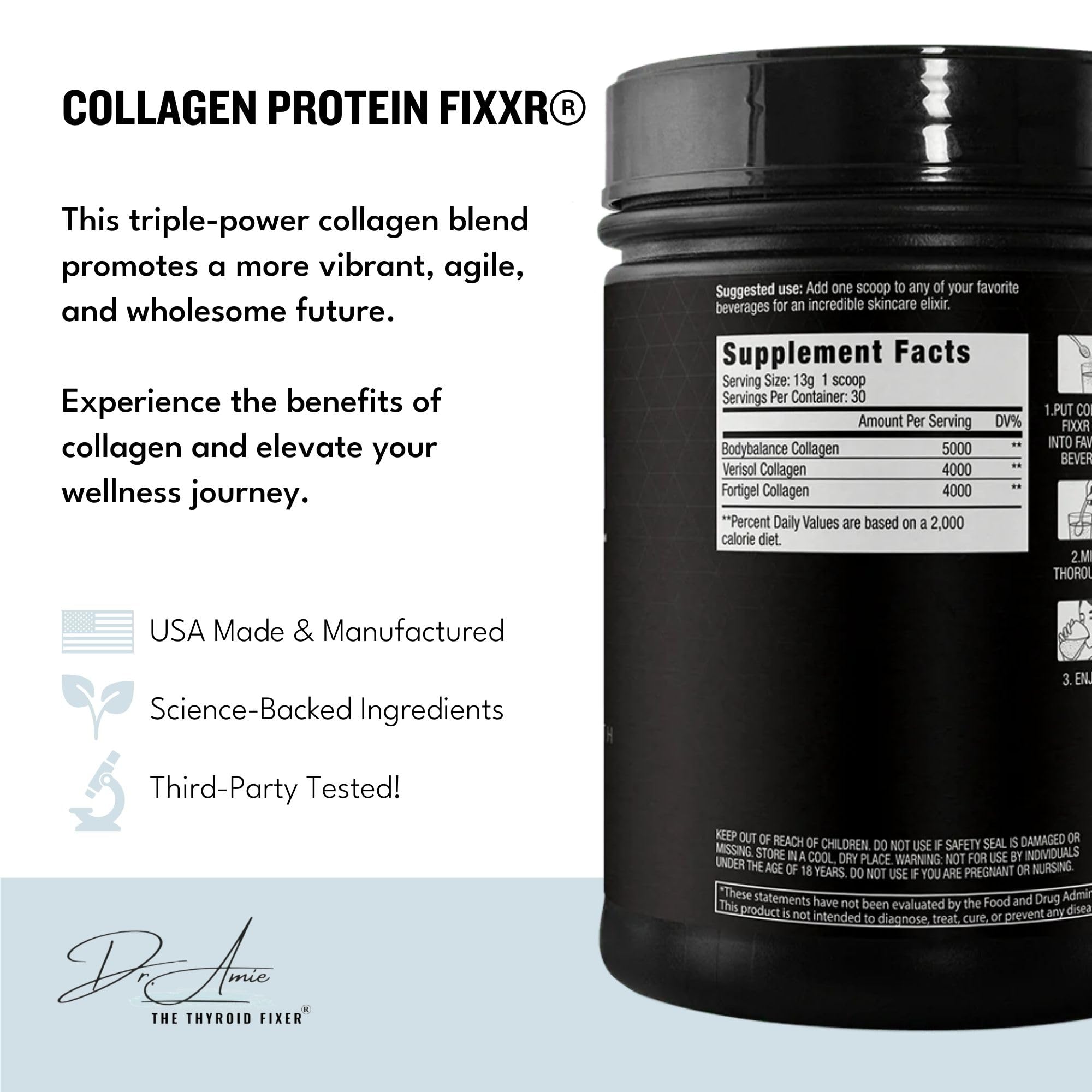 Scoop of Fixxr Collagen 2.0 unflavored powder