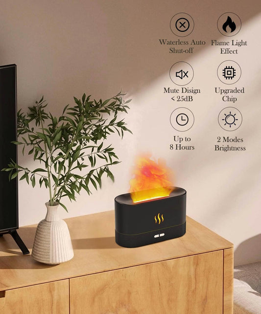 Side view of Flame Air Diffuser Humidifier in black