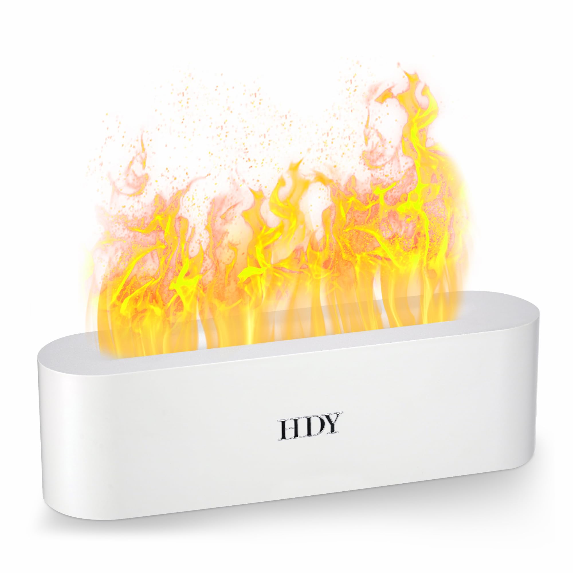 Flame essential oil diffuser 150ml in white with fireplace design
