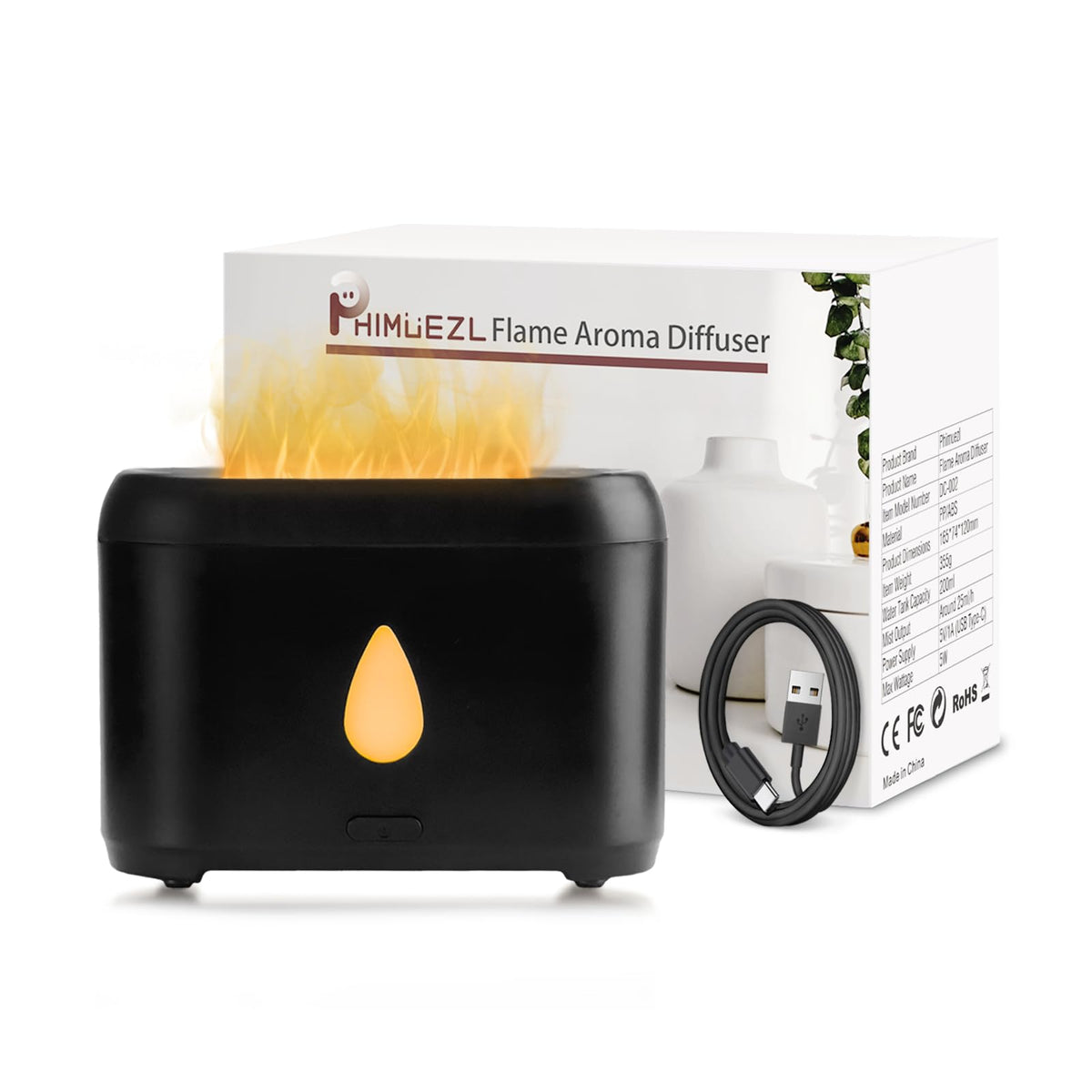 Black Flame Diffuser 200ml Ultrasonic Aroma Diffuser with auto-off and night light