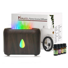 Flame diffuser with dark wood grain finish and 200ml capacity