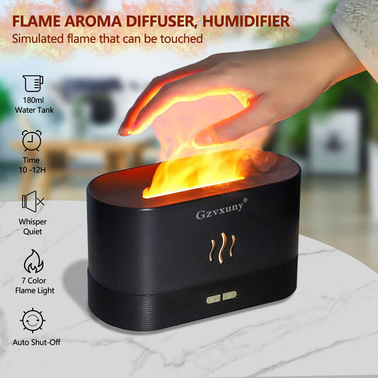 Diffuser showcasing 7-color LED flame lights