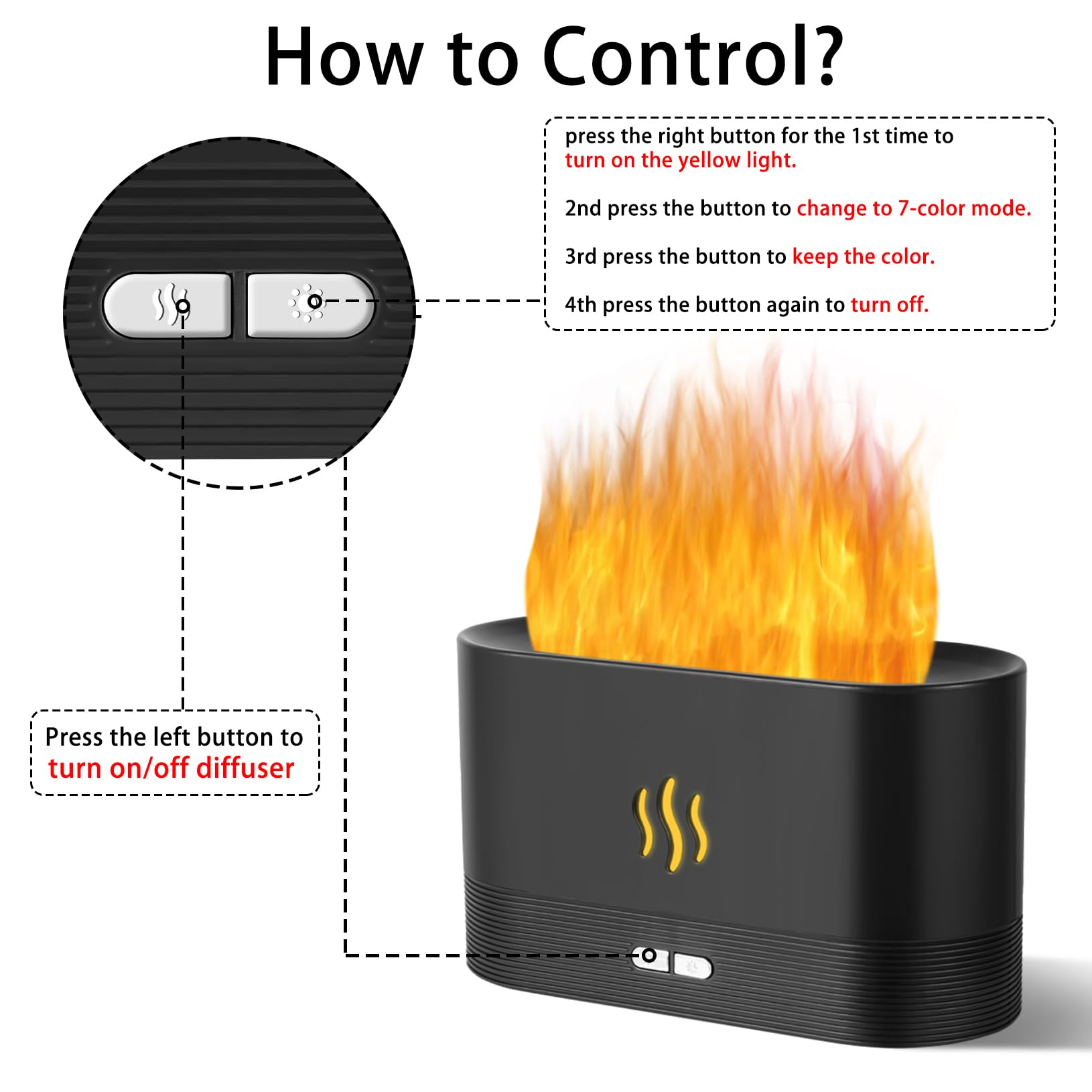 Black Flame Diffuser Humidifier - top view