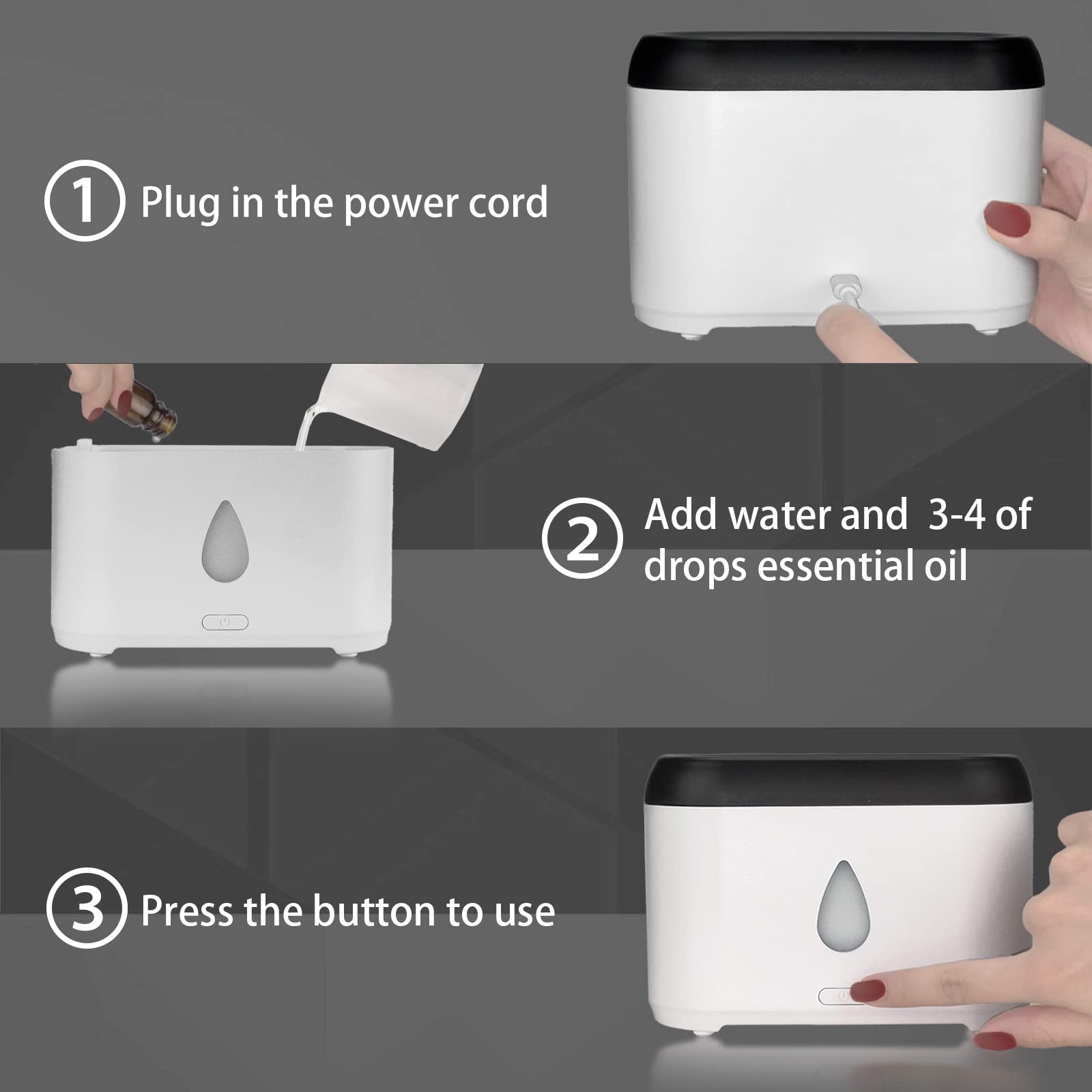 Aromatherapy diffuser shown in a modern home office setup