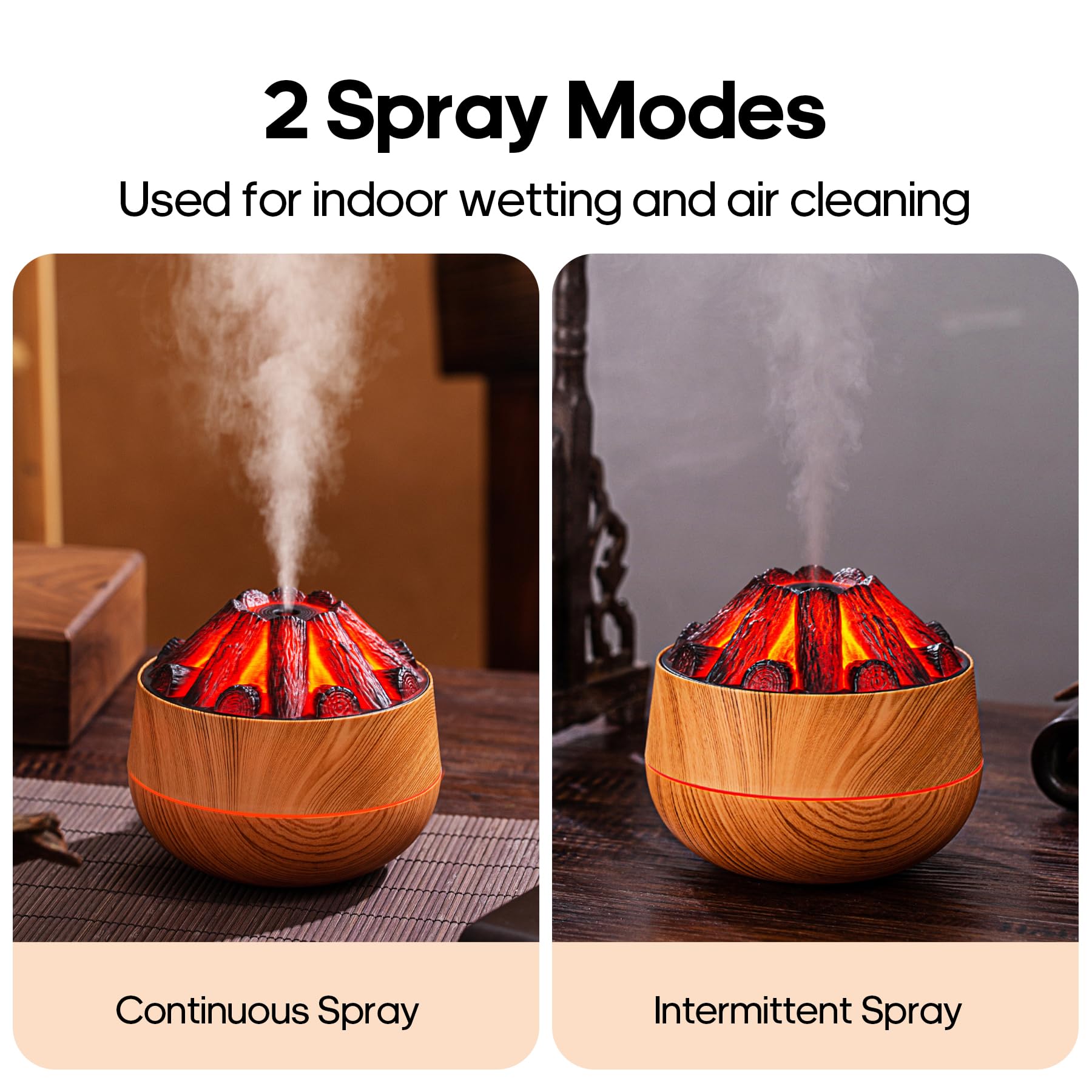 Wood grain diffuser with 300ml capacity and charcoal exterior