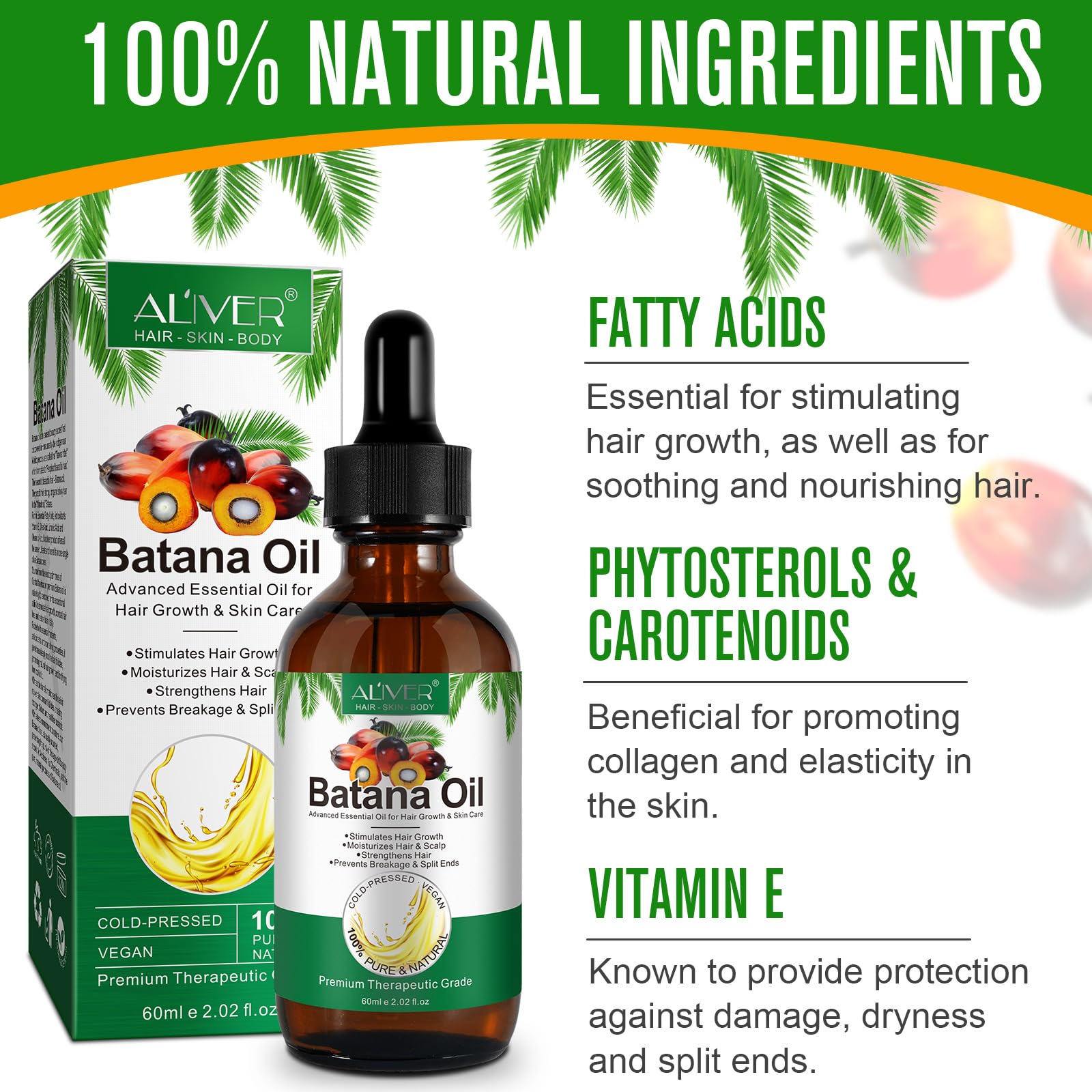 Flasture Batana Oil drops highlight concentrated nutrients for targeted nourishment.