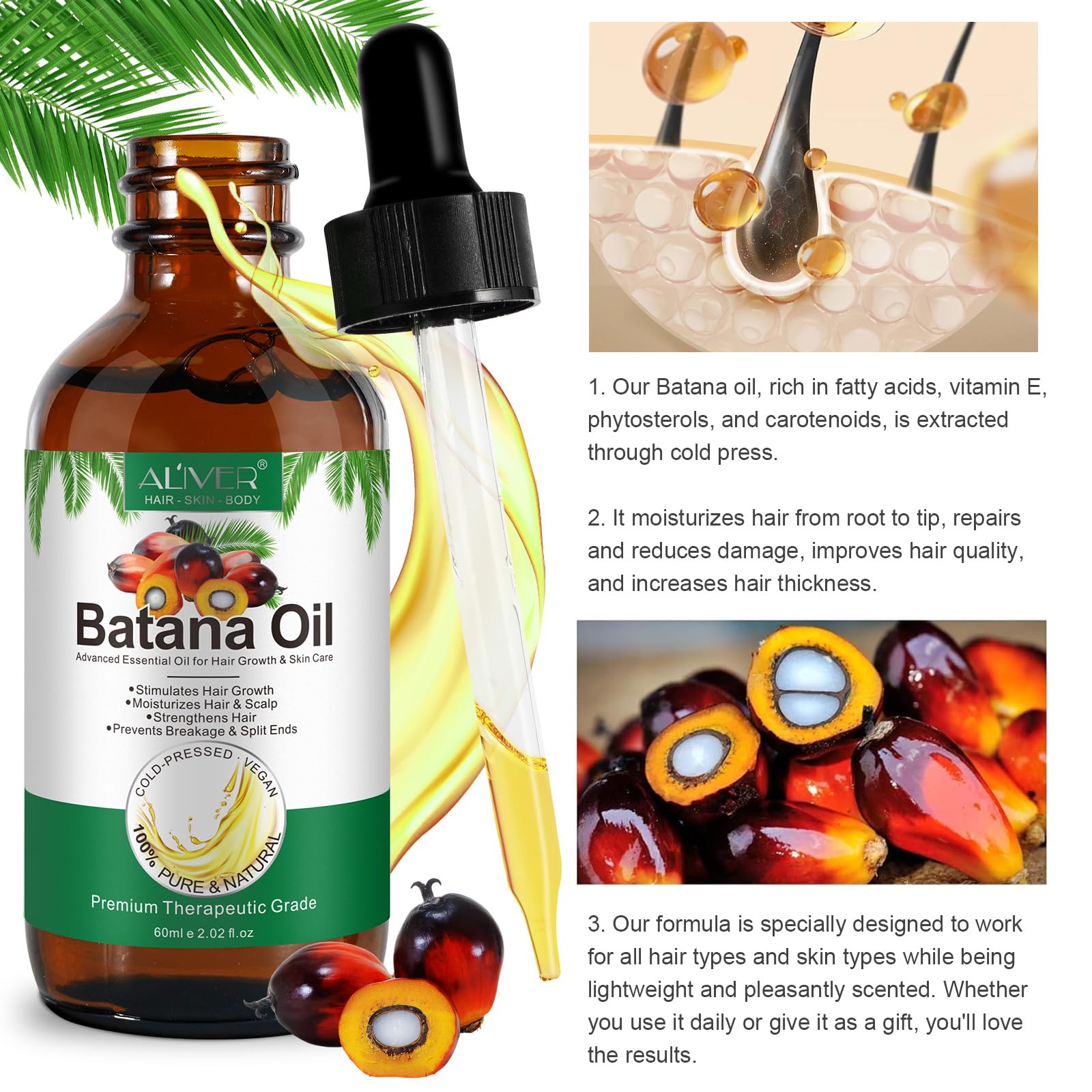 Flasture Batana Oil on dry scalp for hydration and comfort.
