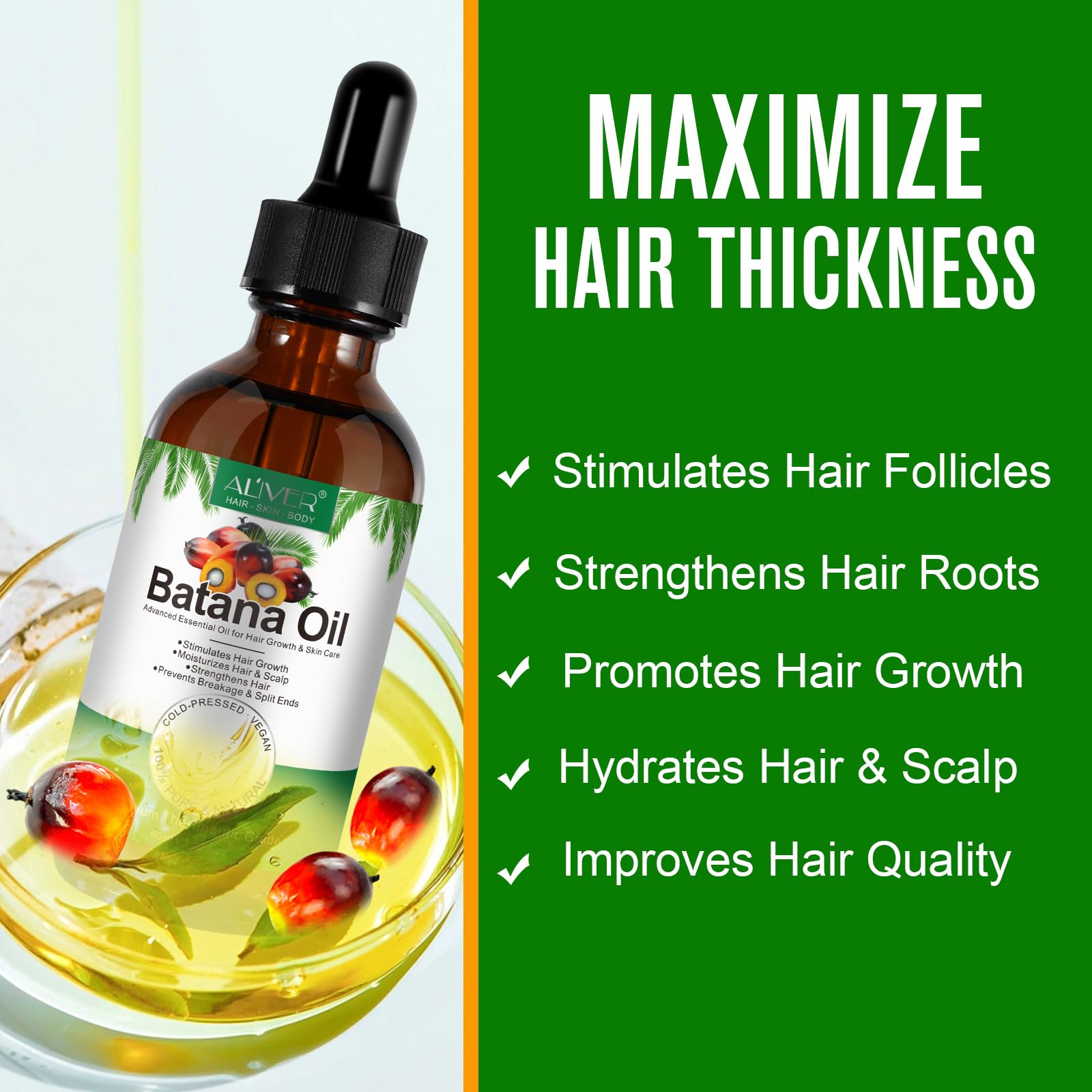 Flasture Batana Oil pour angle, ideal for scalp massage and conditioning.