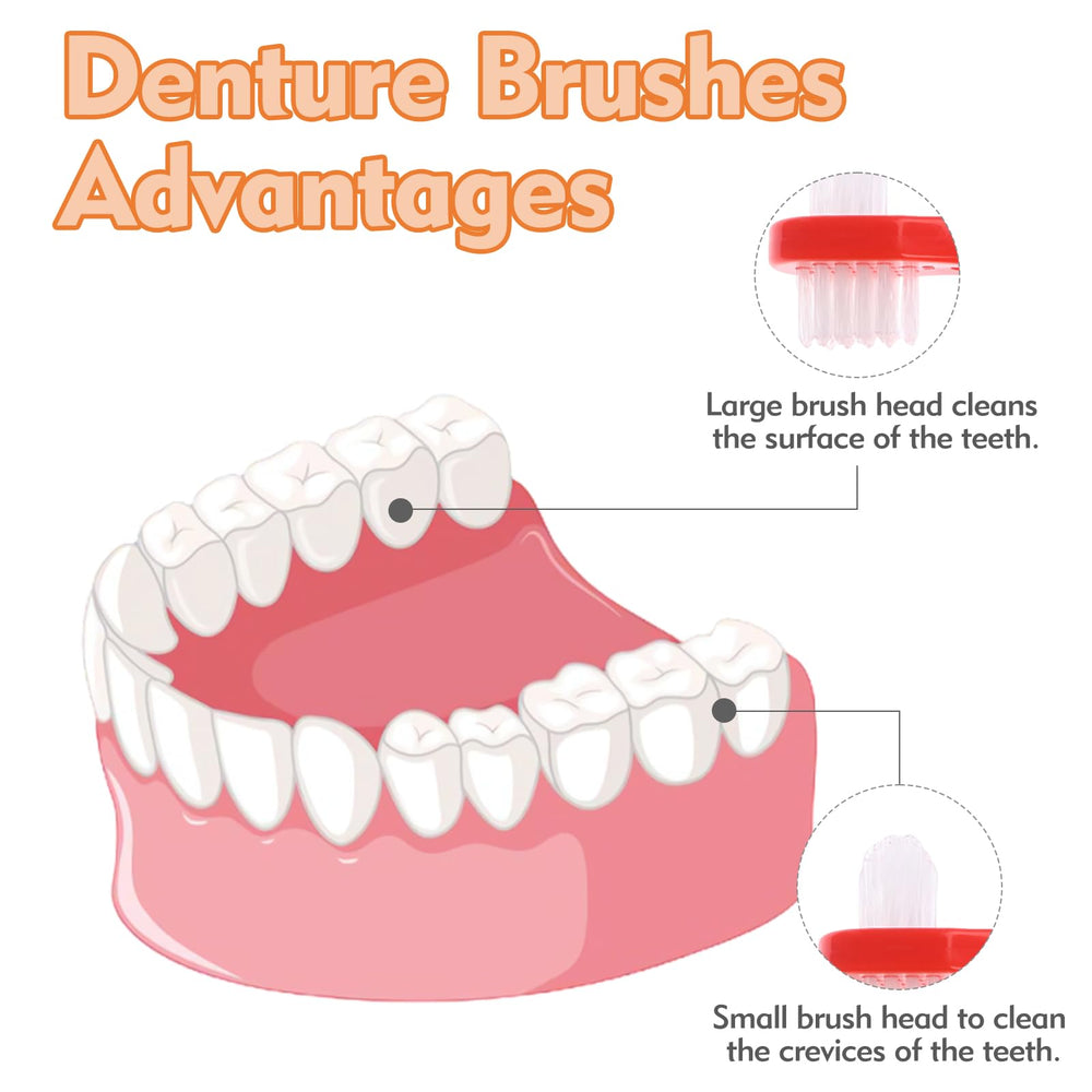 Close-up of the large brush head cleaning the surface of dentures