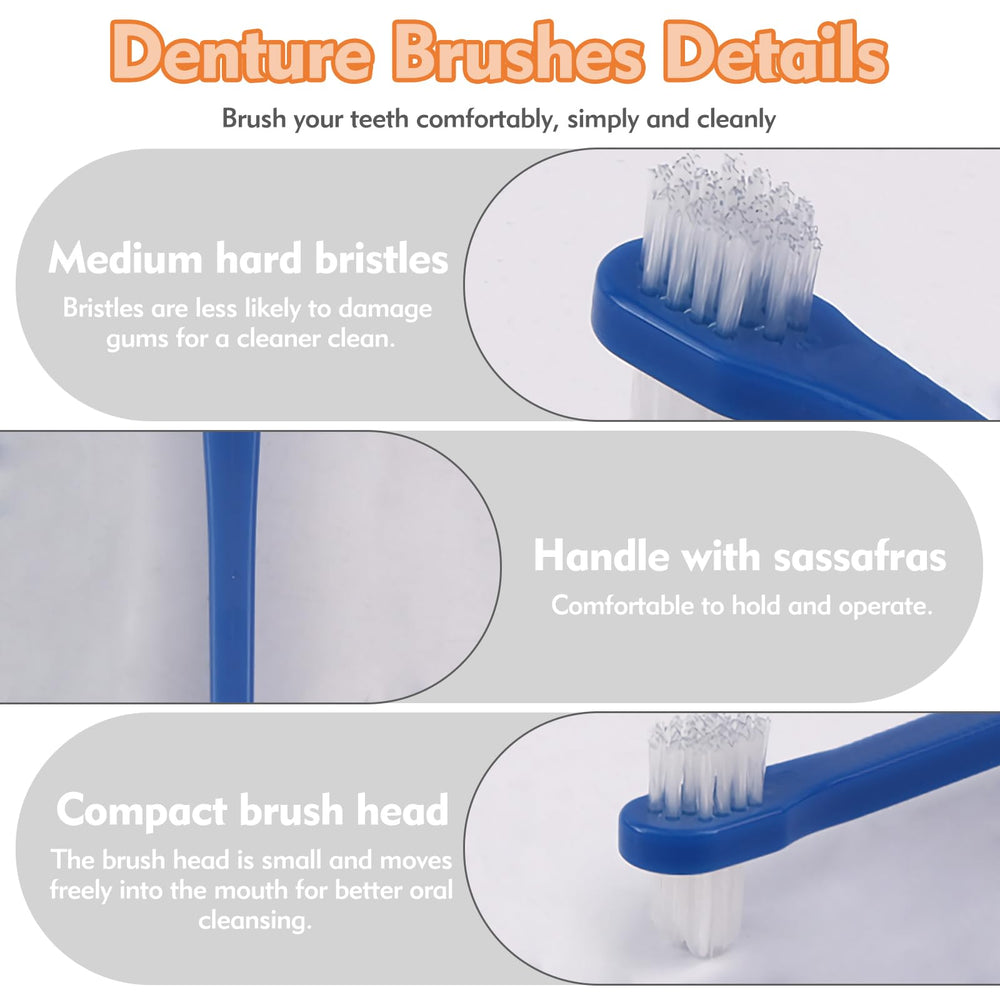 Durable PP handle and nylon bristles of FLATRI denture brush