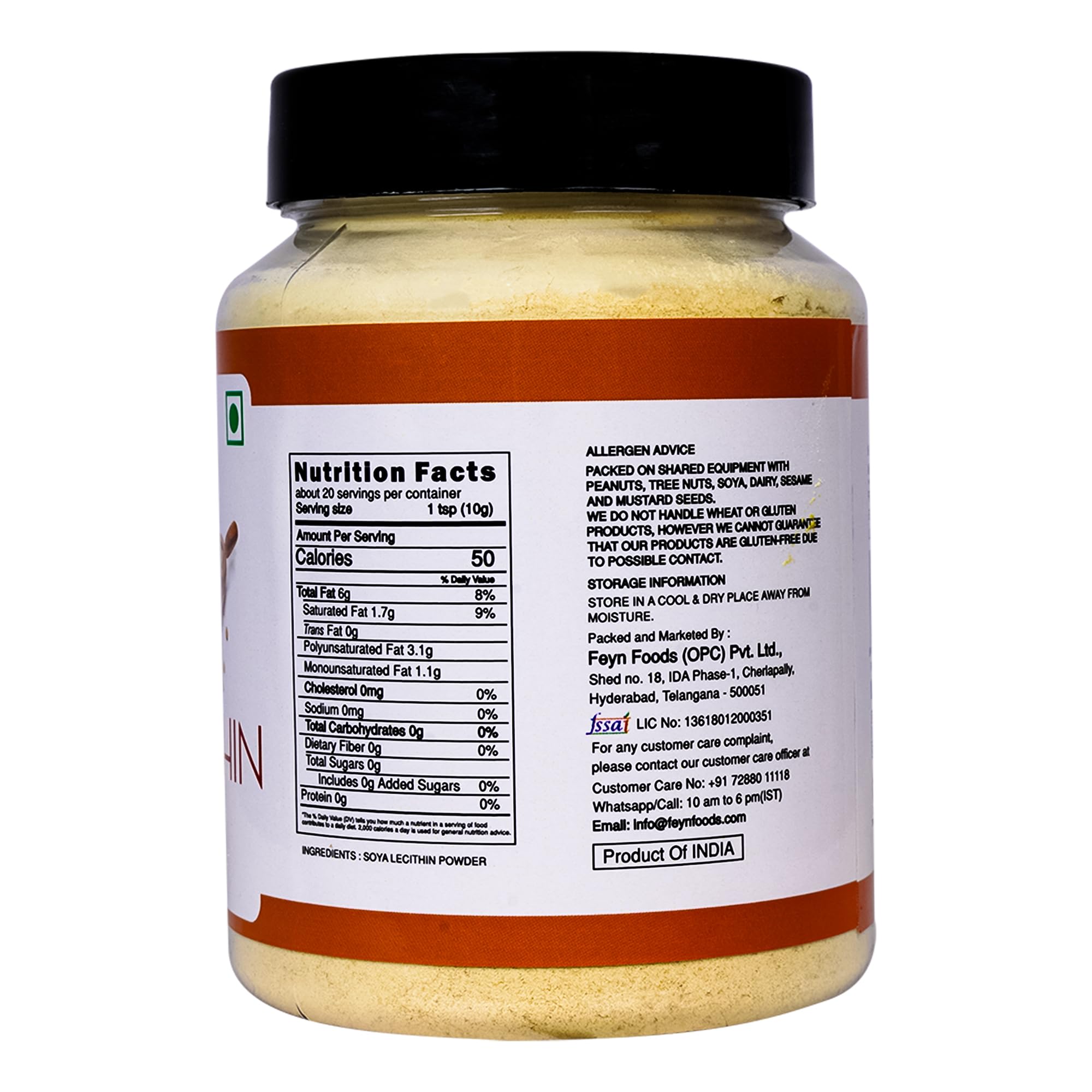 Close-up of fine white soya lecithin powder