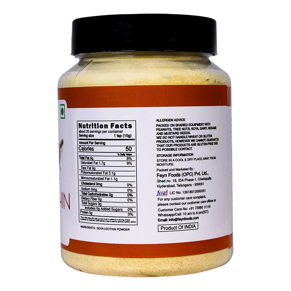 Close-up of fine white soya lecithin powder