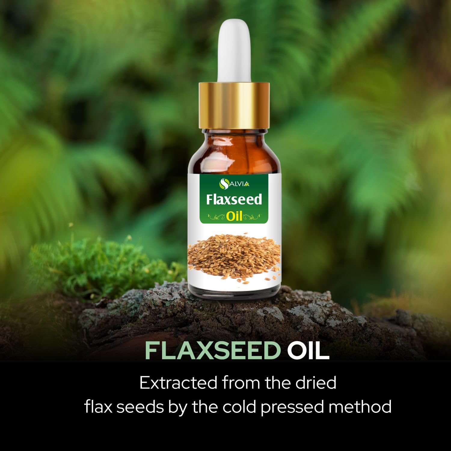 Bottle of flax seed oil with dropper for easy use