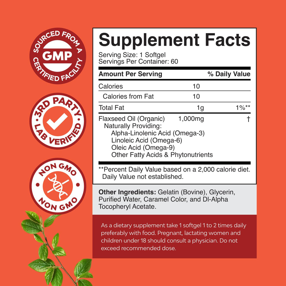 Close-up of flaxseed oil softgels