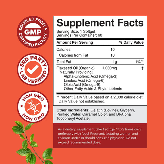 Close-up of flaxseed oil softgels