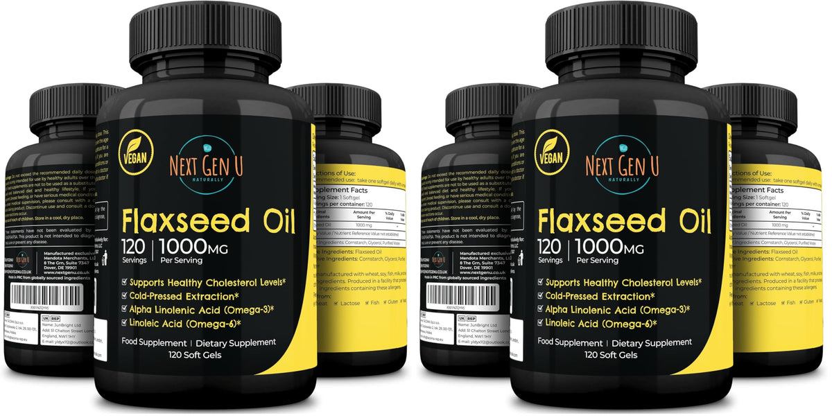 Flaxseed oil capsules 1000 mg, 120 vegan softgels, Pack of 2 by NextGenU