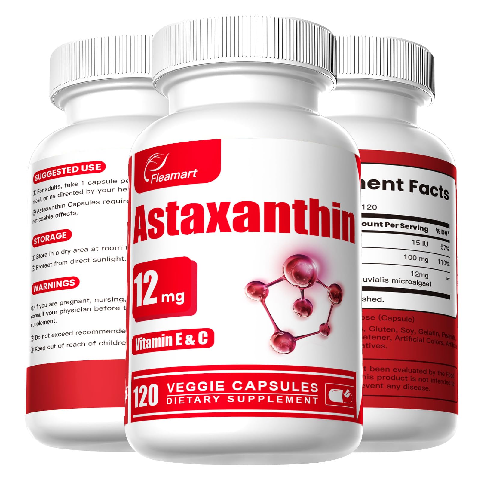 Fleamart Astaxanthin 12mg 120 capsules packaging