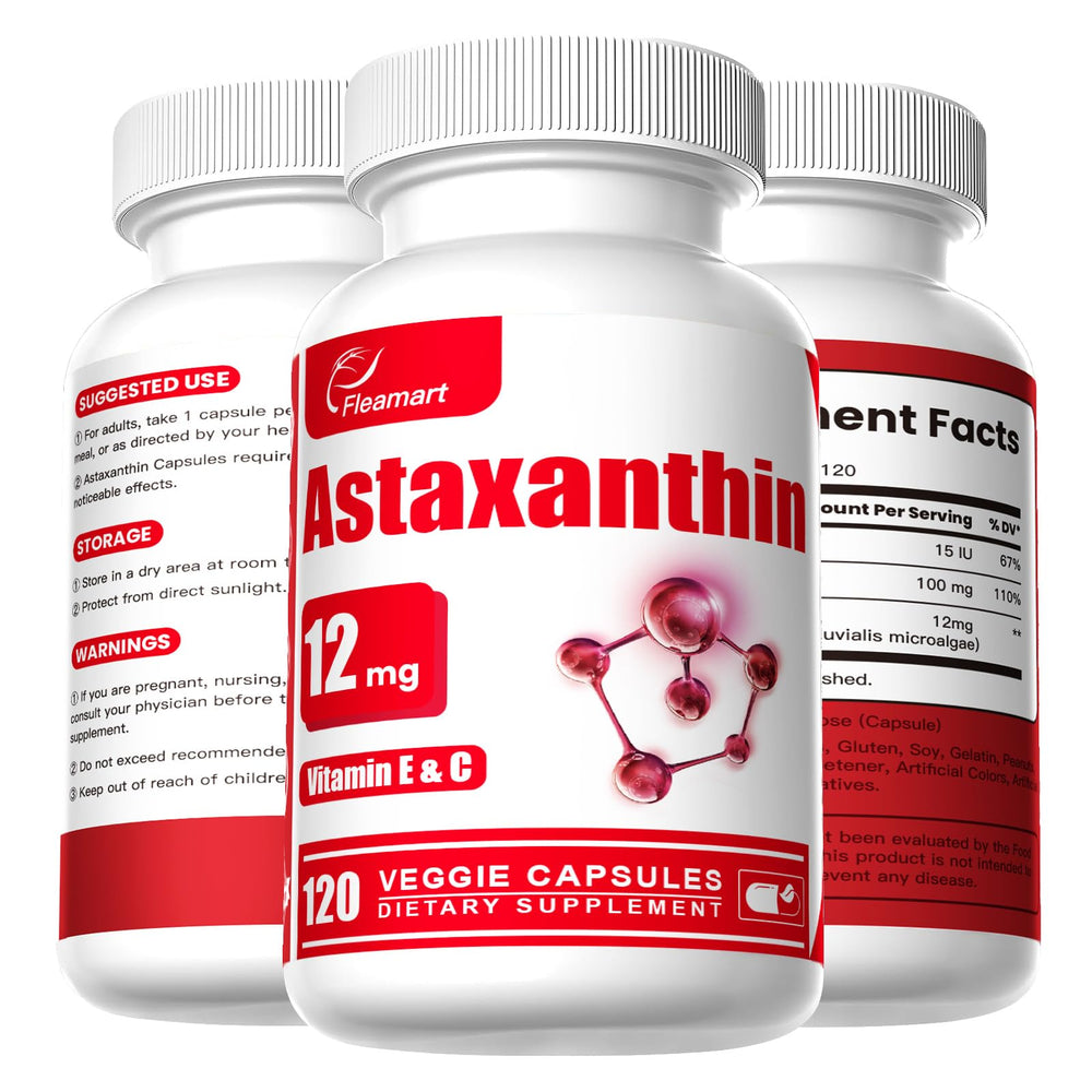 Fleamart Astaxanthin 12mg 120 capsules packaging