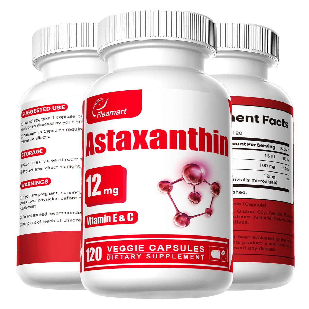 Fleamart Astaxanthin 12mg 120 capsules packaging