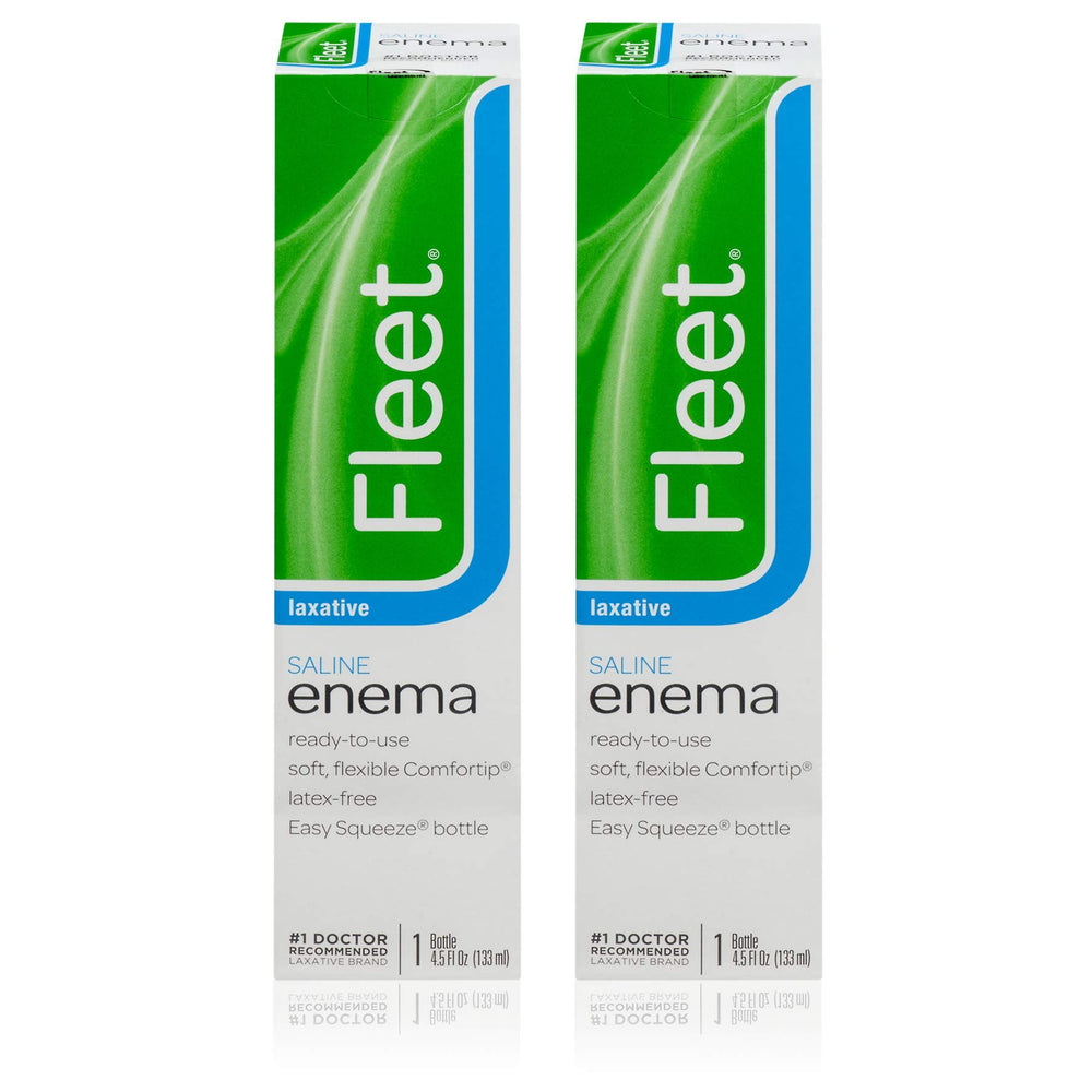 Fleet Adult Enema Twin Pack box shows compact, convenient home use.
