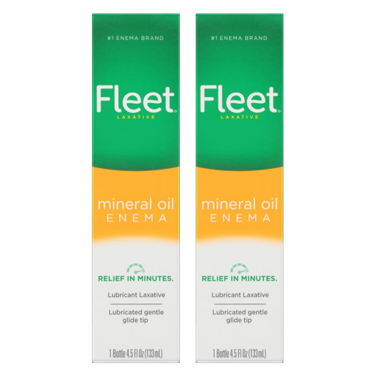Fleet mineral oil enema pack two bottles 4.5oz for gentle relief on the go.