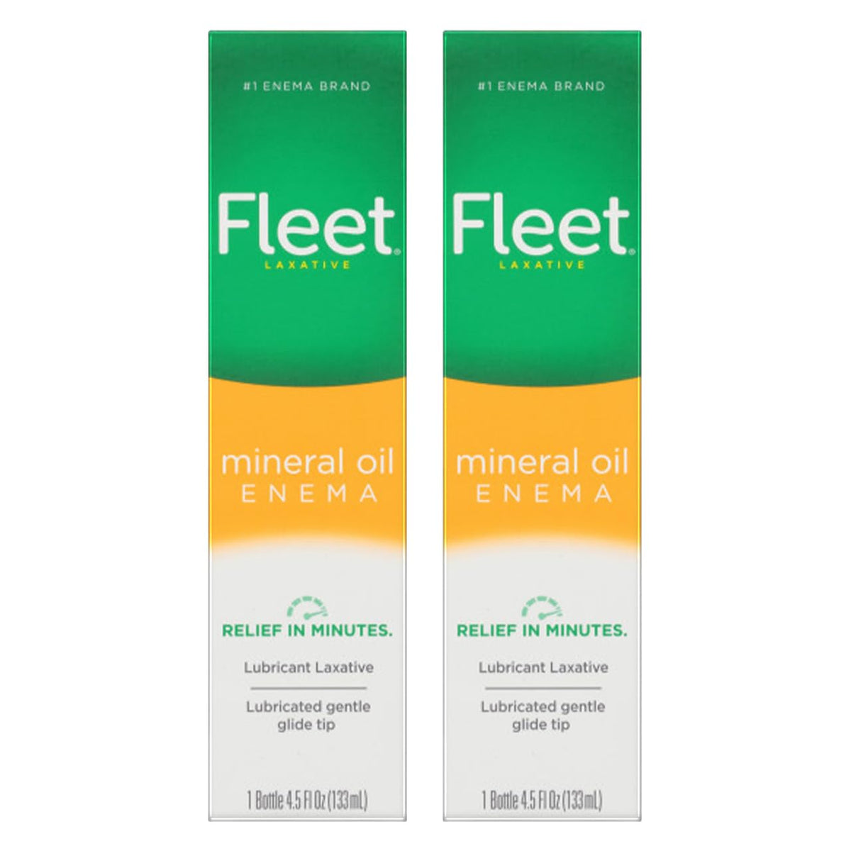 Fleet mineral oil enema pack two bottles 4.5oz for gentle relief on the go.