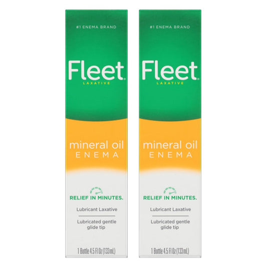 Fleet mineral oil enema pack two bottles 4.5oz for gentle relief on the go.
