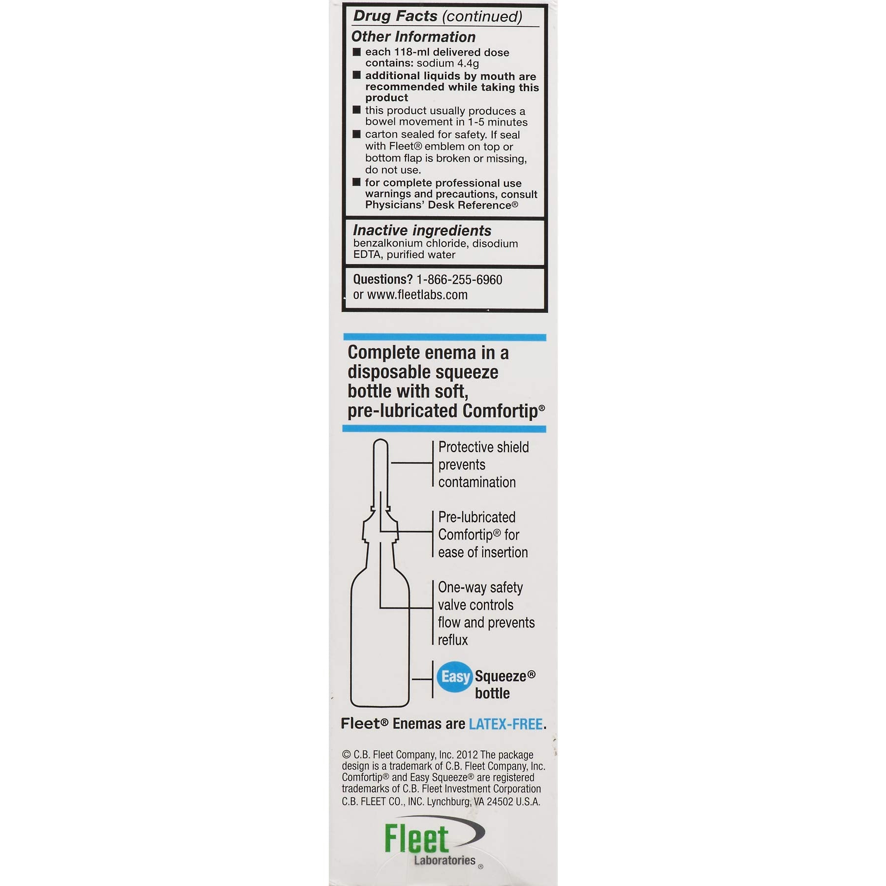 Fleet saline enema pre-filled bottle ready for quick use.