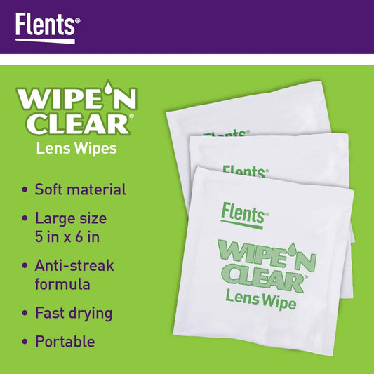 Two portable boxes containing Flents Lens Wipes, 75 wipes each