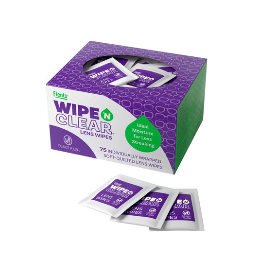 Front view of Flents Wipe ’N Clear 225-count box