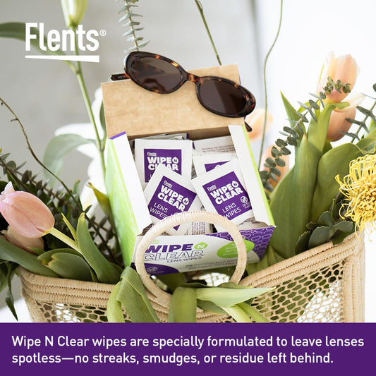 Individually wrapped lens wipes for on-the-go use