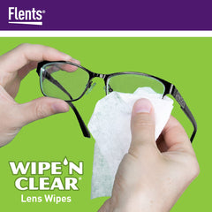 Close-up of pre-moistened lens wipe