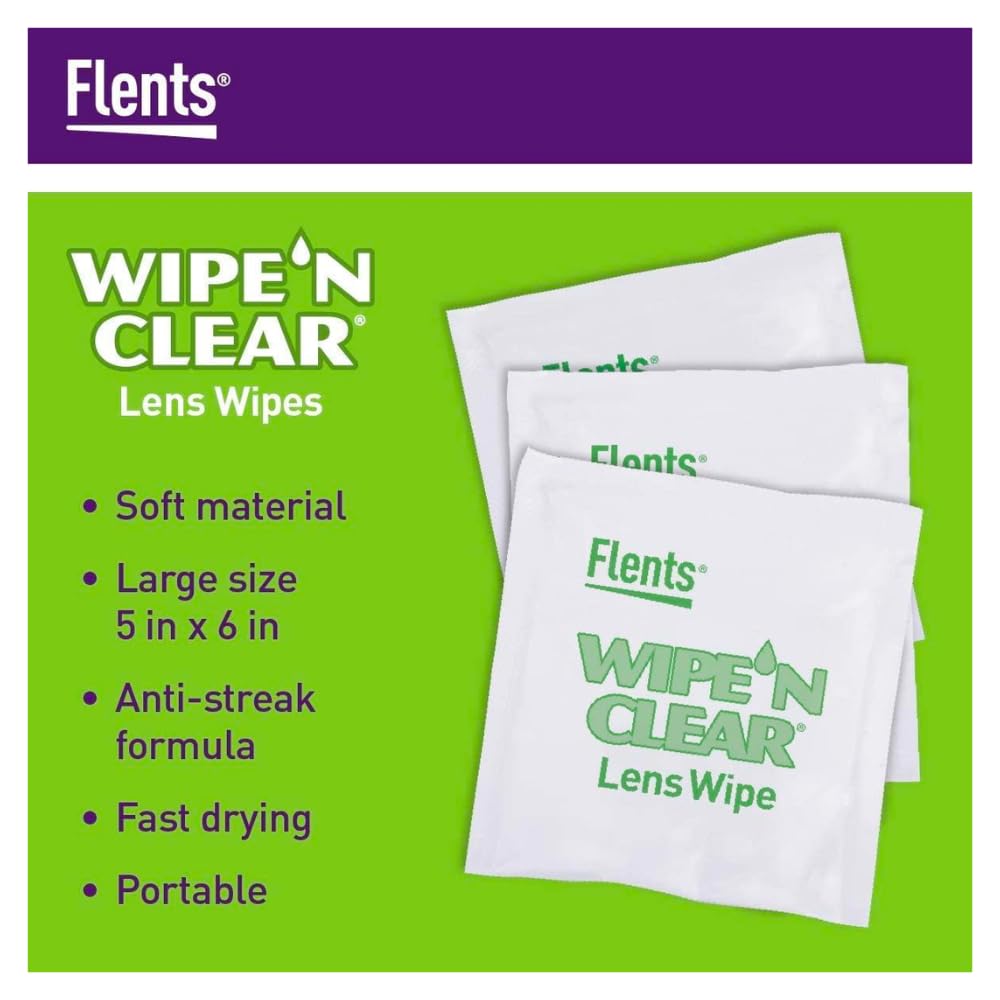 Wipes used to clean glass and plastic lenses for clarity