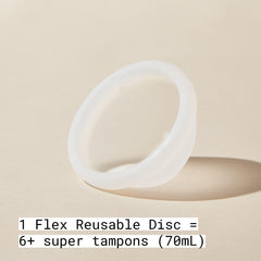 FLEX wash foaming cleanser bottle beside disc for gentle, skin-friendly cleaning