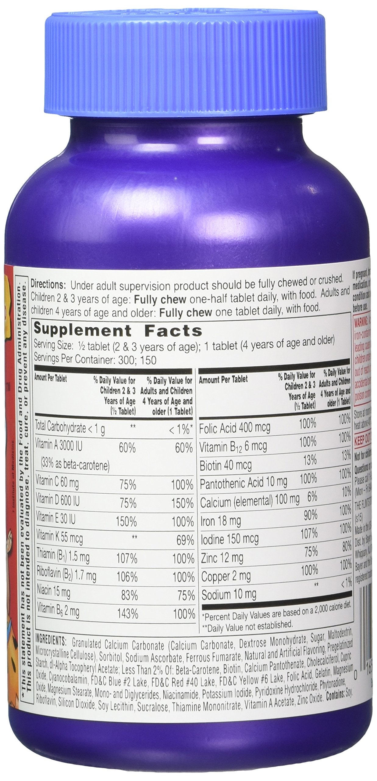Two 150-count Flintstones chewable multivitamin bottles in a 300-count pack