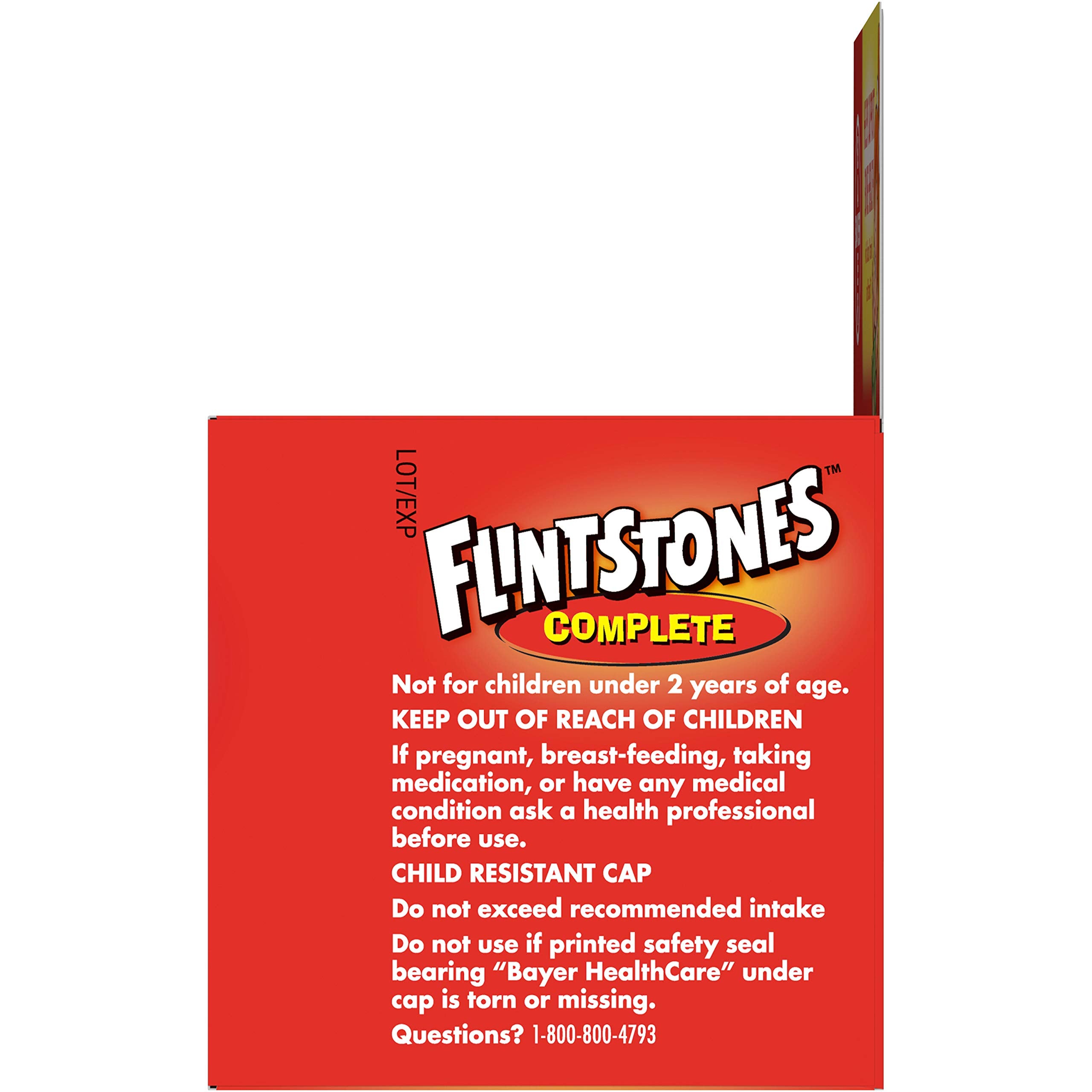 Close-up of chewable tablet shapes resembling Flintstones characters