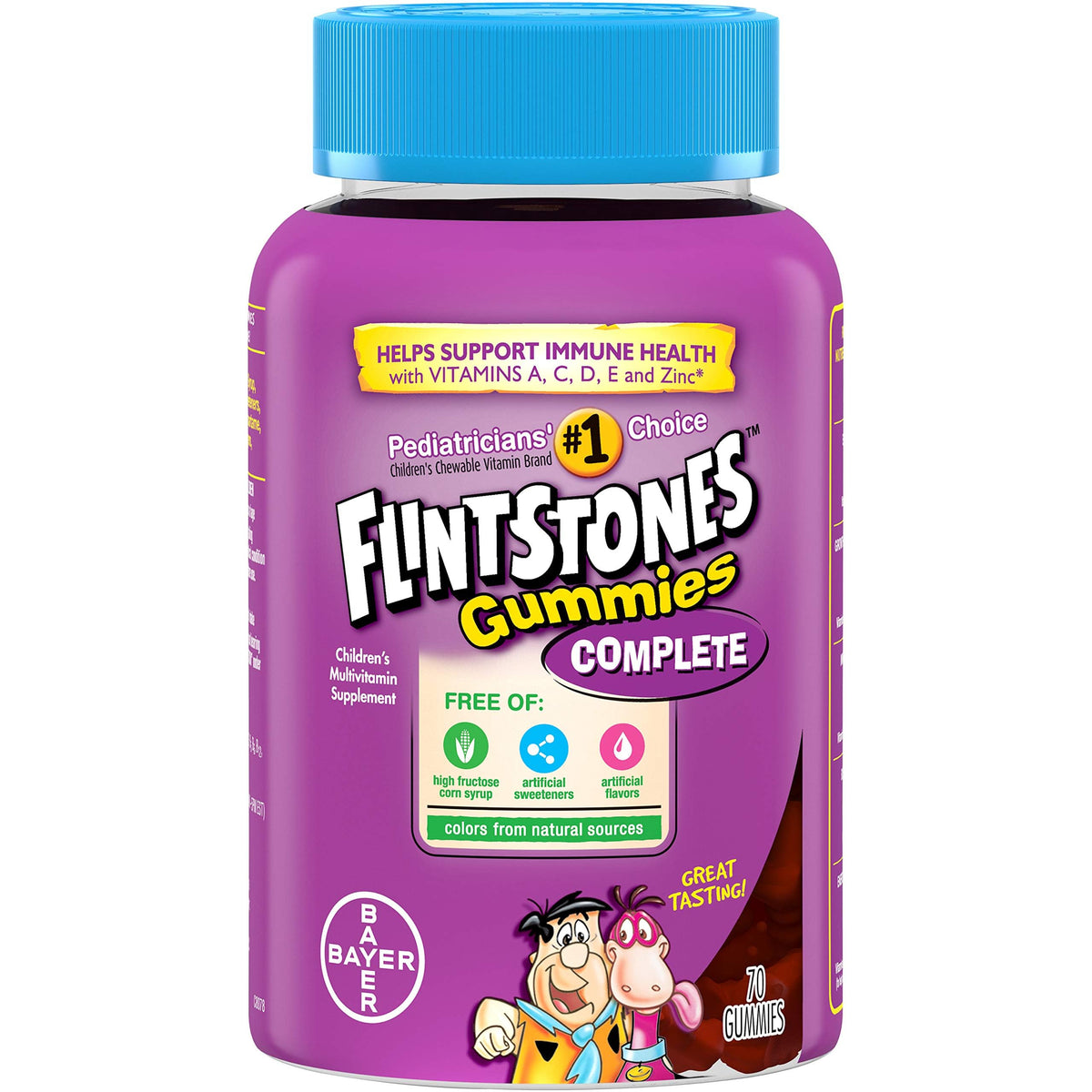 Flintstones Complete Multivitamin Gummies bottle with 70 count label