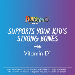 Nutrition facts label and bottle of Flintstones Complete Gummies