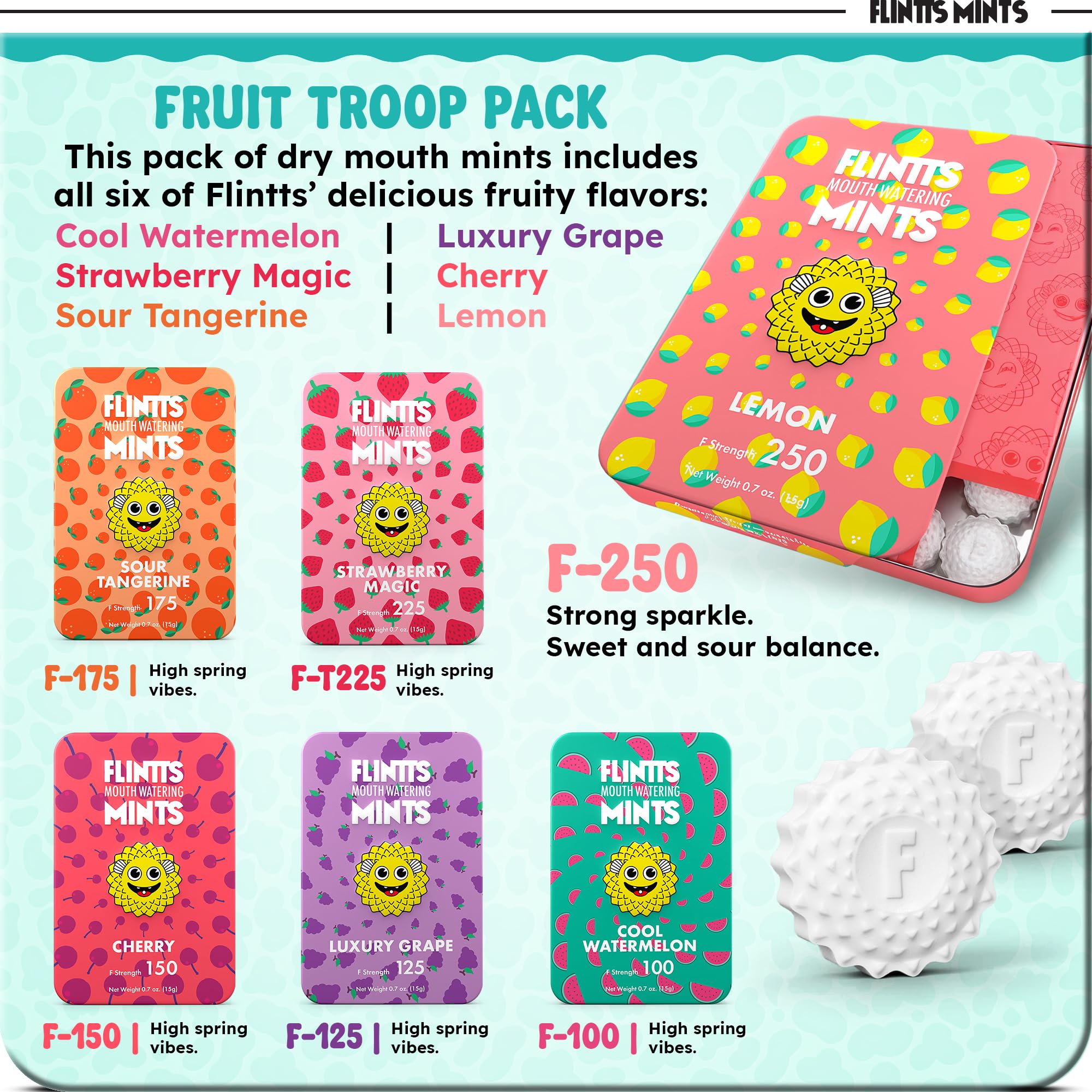 Assorted Flintts Mints Fruit Troop lozenges in a pack