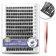 FLOMAZE self-adhesive eyelashes packaging display for versatile DIY looks.