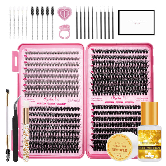 Flomitta lash clusters kit 10-16mm for natural, easy-to-apply lashes