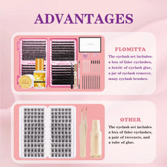 Flomitta Lash Clusters Kit 30-60P option for full, voluminous sets.